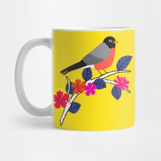 Robin on a floral birch tree Mug